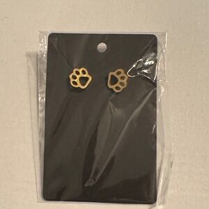 Gold Paw‎ Print Earrings